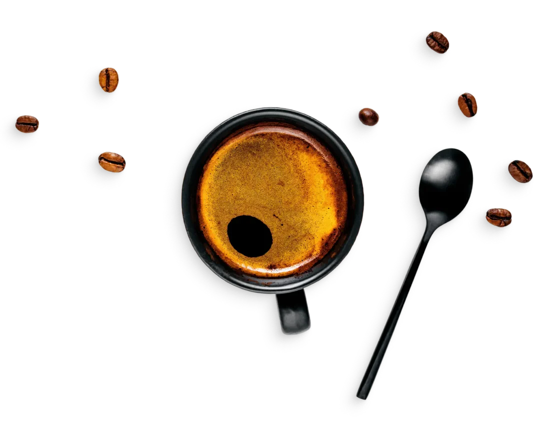 Ilaria Bernini Pausa Lettura tazza caffè con cucchiaino e chicchi di caffè